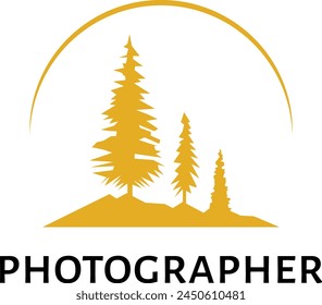 mountain trees logo, Forest camping logo, photographer logo