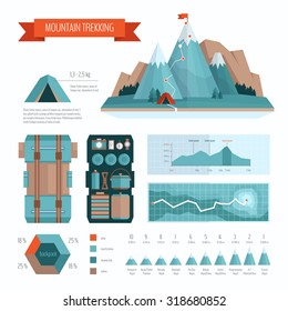 Mountain trekking and hiking infographics