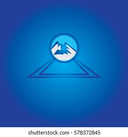 mountain in triangle icon logo holiday
