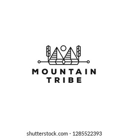 Mountain Tribe Logo Template Monoline Art