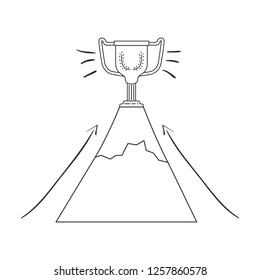 mountain with trophy isolated icon