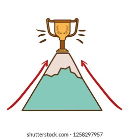 mountain with trophy isolated icon