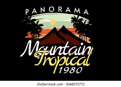 mountain tropical silhouette design hand drawing