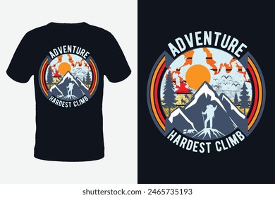 Mountain T-shirt design vector template EPS file, Adventure T-shirt design with mountain