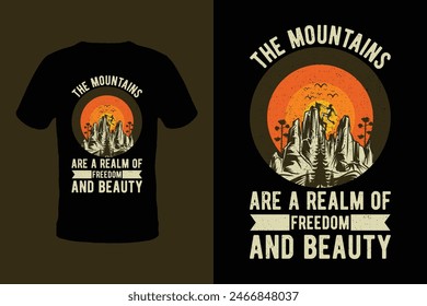 Mountain t-shirt design vector template EPS file, Adventure T-shirt design with the mountain. Wildlife t-shirt, hiking t-shirt design