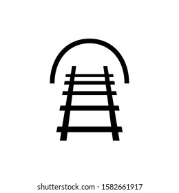 Mountain tunnel and railroad icon in simple style isolated on white background