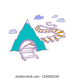 mountain tunnel. railway.  simple element
turquoise mountain