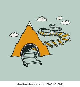 mountain tunnel. railway.  simple element
 mountain