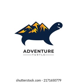 mountain  turtle logo design concept illustration.