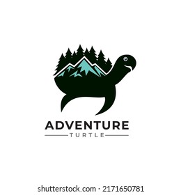 mountain  turtle logo design concept illustration.