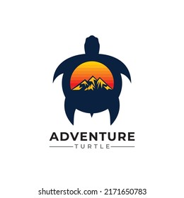 mountain  turtle logo design concept illustration.