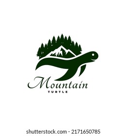 mountain  turtle logo design concept illustration.
