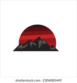 mountain and twilight logo vector