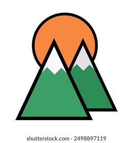 mountain under sunset logo vector illustration