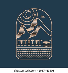 Mountain Urban Nature Monoline vector illustration