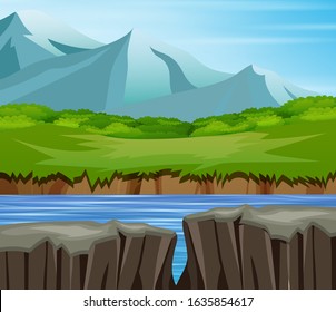 Mountain valley cliff tree nature landscape