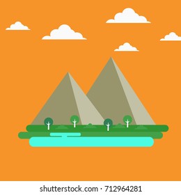 Mountain valley at evening