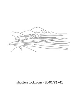 mountain valley landscape outline  vector illustration