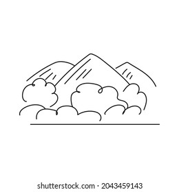Bergtal-Landschaft, Umriss-Vektorgrafik
