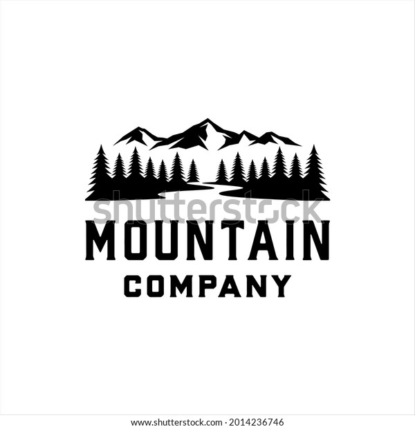 Mountain and
valley logo with retro style
design