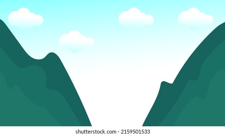 Mountain valley at summer session background vector, flat design nature landscape illustration