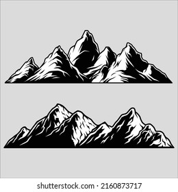 Arte de vectores de montaña Ilustración de colinas blancas y negras