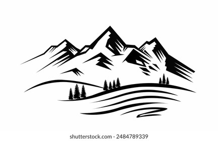 Mountain Vector art on white background