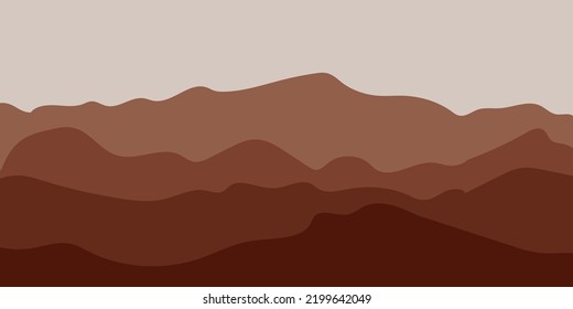 Mountain Vector Art. Sun is behind the mountains. Background for website. Poster, banner.  Desert color.