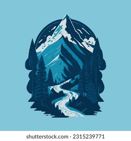 mountain vector blue design          .