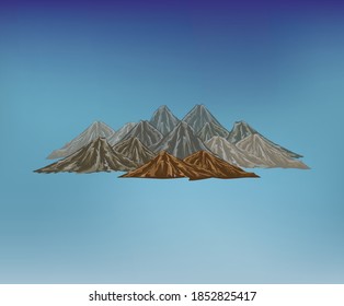 Mountain vector colorful. Hand drawn art of nature.