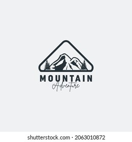 mountain vector design illustration with badge and triangle styles. landscape logo vector illustration with vintage, modern and simple styles isolated on white background. 