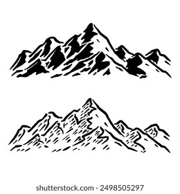 Mountain vector design with two design styles with natural and unique line drawings