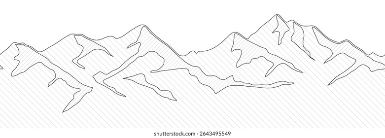 Mountain vector drawing, line art vector, abstract stylization, minimalism
