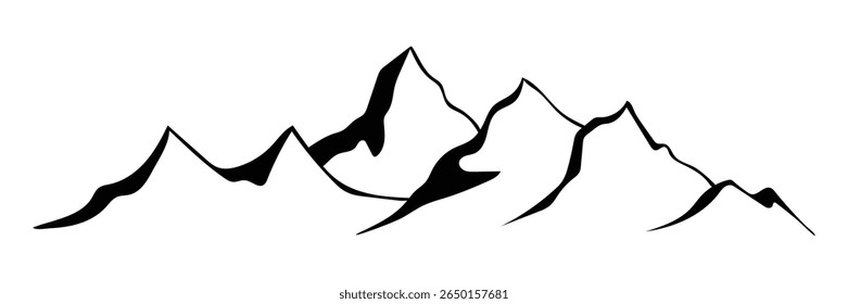 Bergvektorgrafik, Linienkunstvektor, Minimalismus, einzeln auf weißem Hintergrund