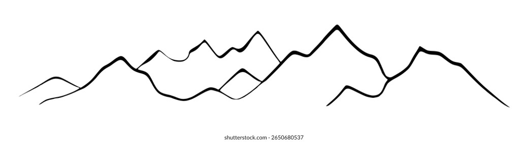 Desenho de vetor de montanha, vetor de arte de linha, minimalismo, isolado no fundo branco