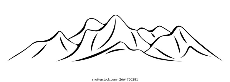 Dibujo del Vector de la montaña, Vector del arte de la línea, minimalismo, aislado en el fondo blanco