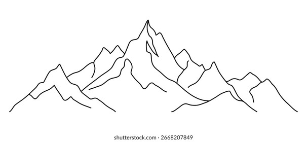 Bergvektorgrafik, Linienkunstvektor, Minimalismus, einzeln auf weißem Hintergrund