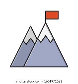 icono de color plano vectorial de montaña 