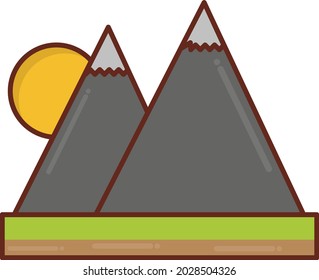 mountain vector flat color icon