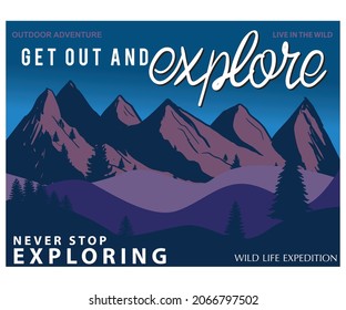 Mountain vector graphic print design for t shirt and others.