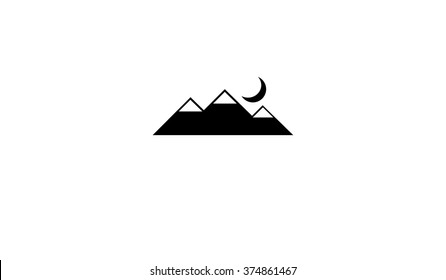 Mountain vector. Mountain with ice peaks. Mountain icon black. Mountain black logo. Mountain sunset. Mountain night.