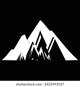 Mountain vector icon. Black background