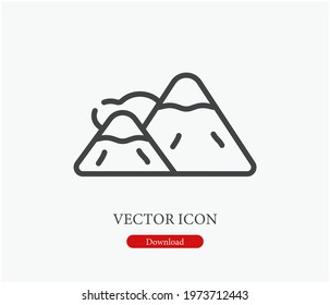 Mountain vector icon.  Editable stroke. Symbol in Line Art Style for Design, Presentation, Website or Apps Elements, Logo. Pixel vector graphics - Vector