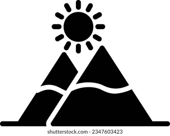 Estilo de glifo de icono del vector de montaña