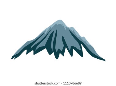 Mountain vector icon isolated on blue background - stylized image.