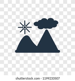 Mountain vector icon isolated on transparent background, Mountain transparency logo concept