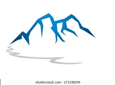 Mountain vector icon isolated on white background - stylized image.