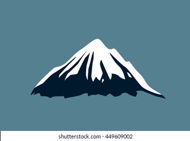 Mountain vector icon isolated on blue background - stylized image.