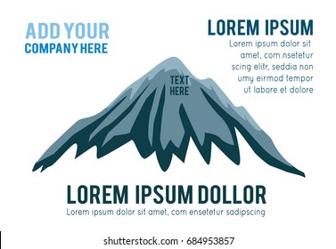 Mountain vector icon isolated on blue background - stylized image.