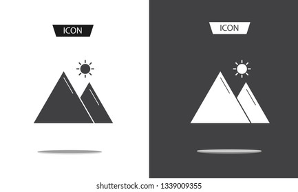 Mountain vector icon, landscape symbol isolated on white background.